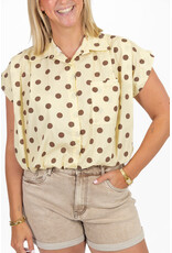 21Jewelz Mouwloze blouse met stippen - geel/bruin