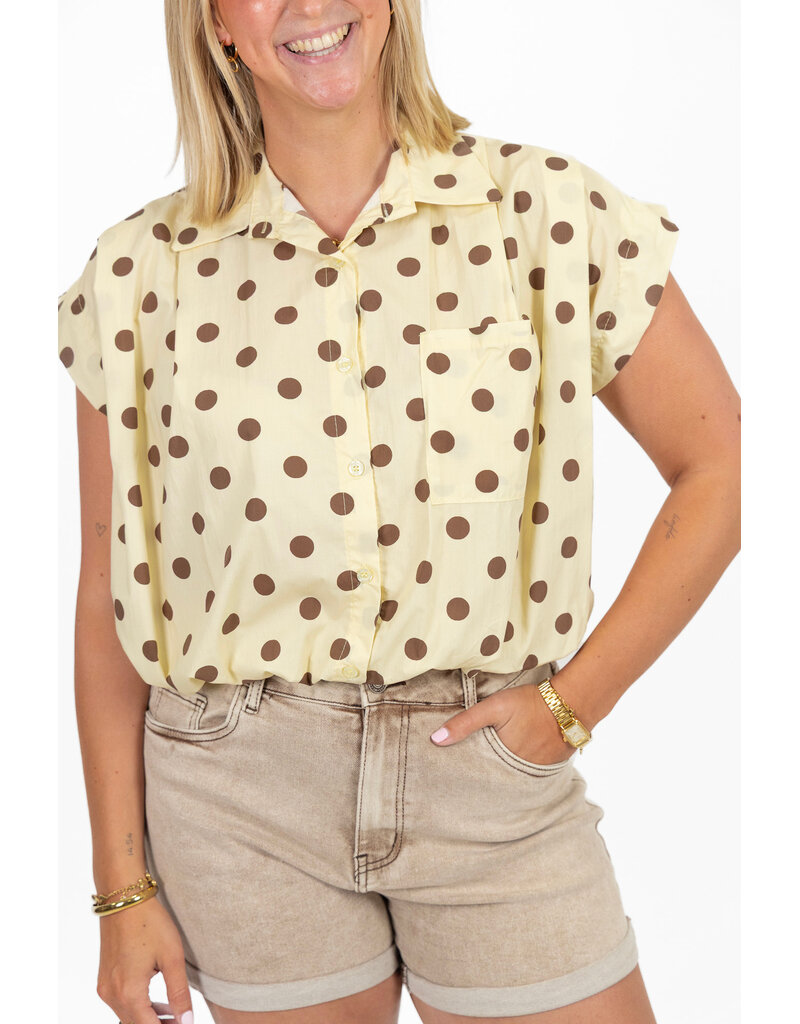 21Jewelz Mouwloze blouse met stippen - geel/bruin