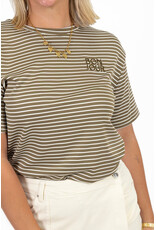 21Jewelz Gestreept shirtje bonjour - groen/wit