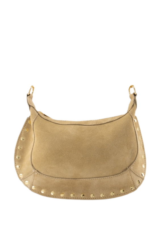 21Jewelz Middelgrote tas met gouden studs - suede sand