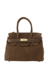 21Jewelz Fashion handtasje met gesp - suede taupe