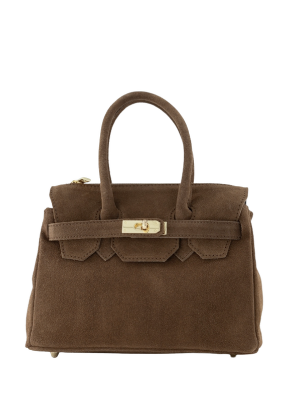 21Jewelz Fashion handtasje met gesp - suede taupe