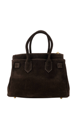 21Jewelz Fashion handtasje met gesp - suede donkerbruin