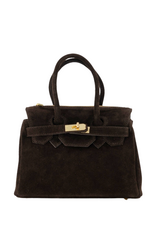 21Jewelz Fashion handtasje met gesp - suede donkerbruin