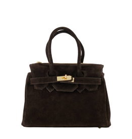 21Jewelz Fashion handtasje met gesp - suede donkerbruin