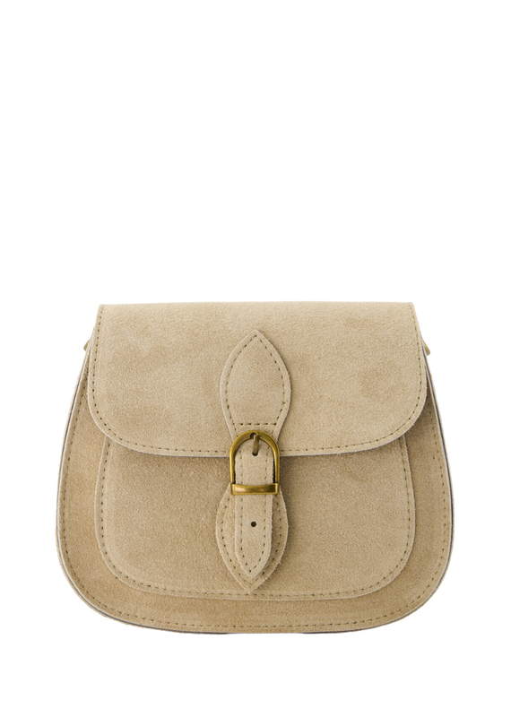 21Jewelz Halfronde suede tas met gesp - suede beige