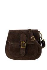 21Jewelz Halfronde suede tas met gesp - donkerbruin