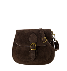 21Jewelz Halfronde suede tas met gesp - donkerbruin