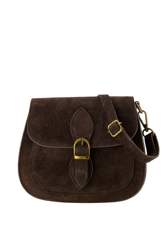 21Jewelz Halfronde suede tas met gesp - donkerbruin
