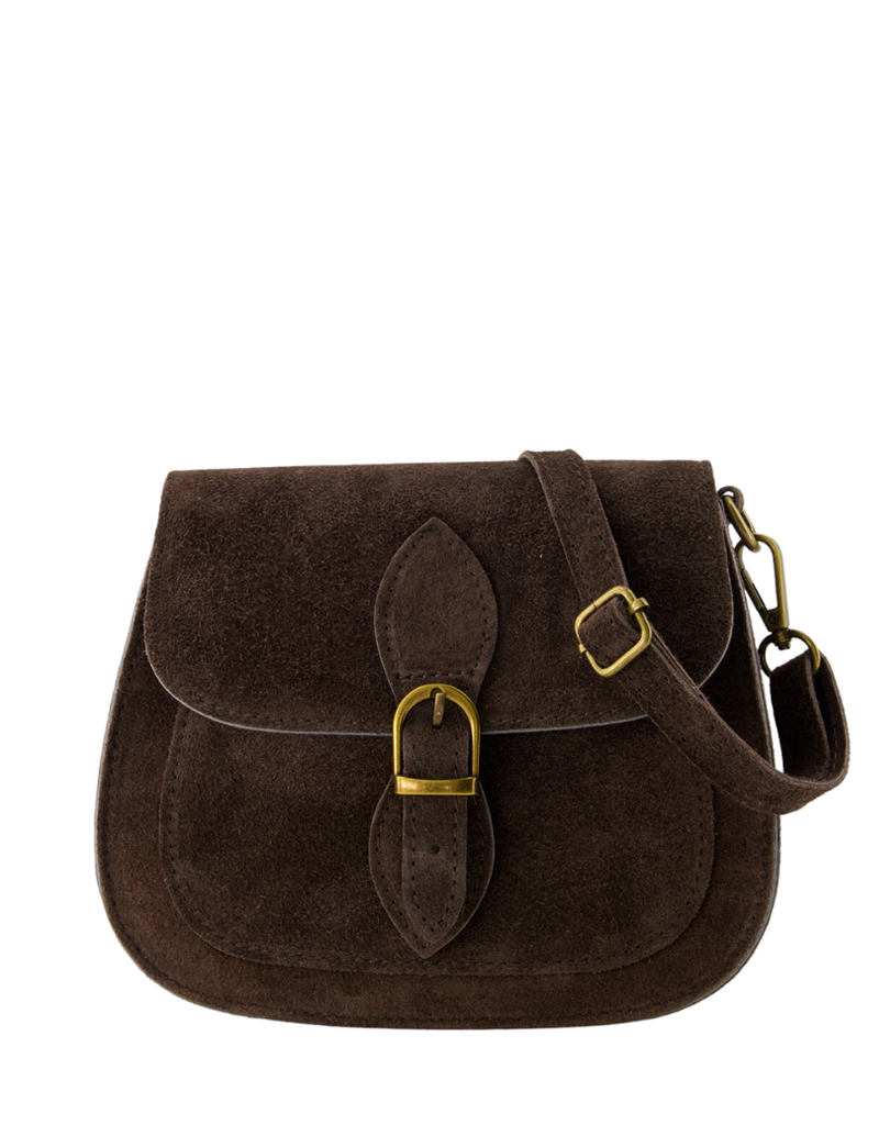 21Jewelz Halfronde suede tas met gesp - donkerbruin