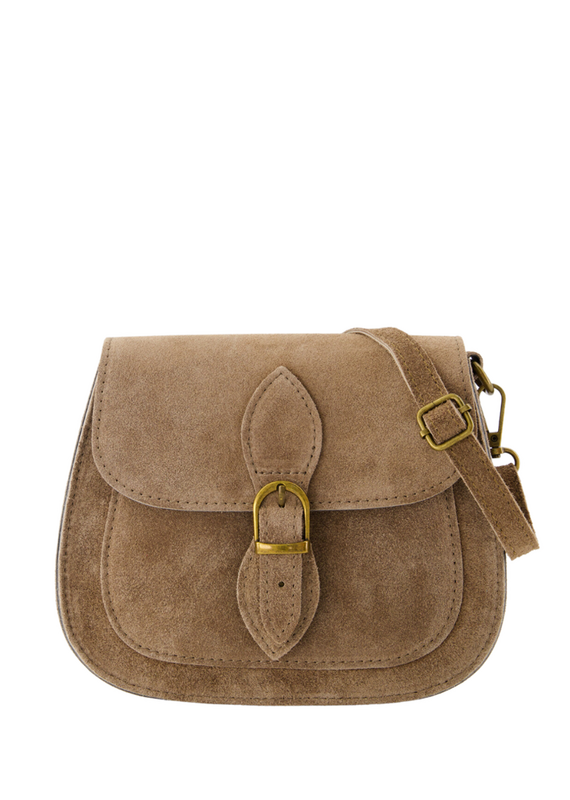 21Jewelz Halfronde suede tas met gesp - suede taupe