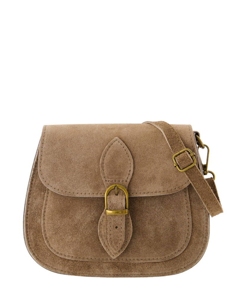 21Jewelz Halfronde suede tas met gesp - suede taupe