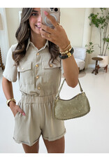 21Jewelz Playsuit met gouden knoopjes - beige