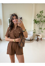 21Jewelz Playsuit met gouden knoopjes - bruin