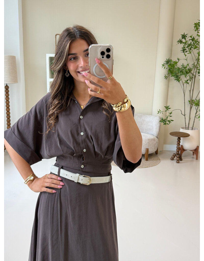 21Jewelz Lange rok met riem & elastiek - bruin