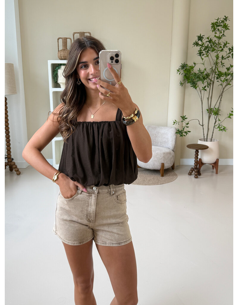 21Jewelz Top met pofeffect - bruin