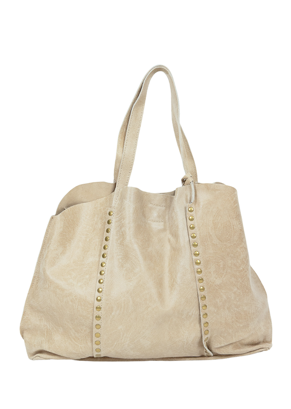 21Jewelz Grote shopper met gouden studs - beige