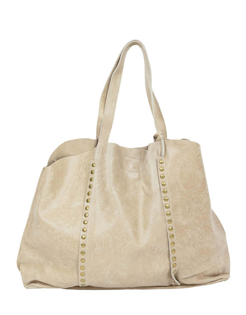 21Jewelz Grote shopper met gouden studs - beige