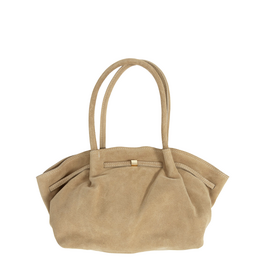 21Jewelz Middelgrote suede shopper met gouden sluiting - beige