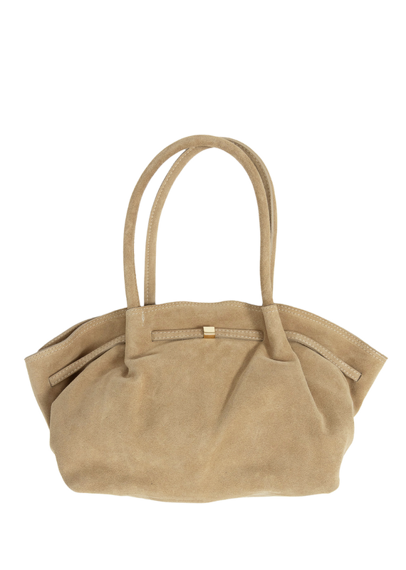 21Jewelz Middelgrote suede shopper met gouden sluiting - beige