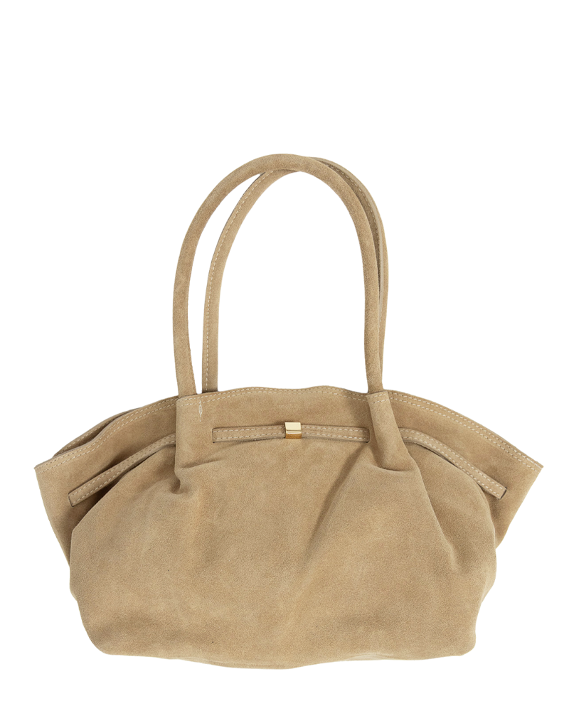 21Jewelz Middelgrote suede shopper met gouden sluiting - beige