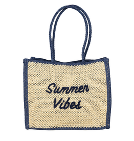 21Jewelz Rotan shopper "Summer Vibes" - blauw/beige