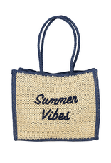 21Jewelz Rotan shopper "Summer Vibes" - blauw/beige