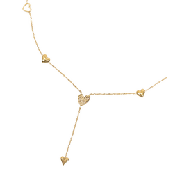 21Jewelz Lange ketting y-vorm met hartjes - goud