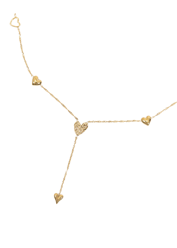 21Jewelz Lange ketting y-vorm met hartjes - goud