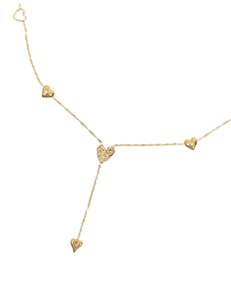 21Jewelz Lange ketting y-vorm met hartjes - goud