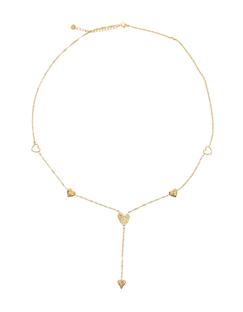 21Jewelz Lange ketting y-vorm met hartjes - goud