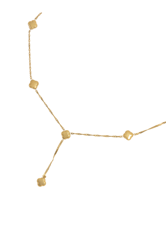 21Jewelz Lange ketting y-vorm met klavers - goud