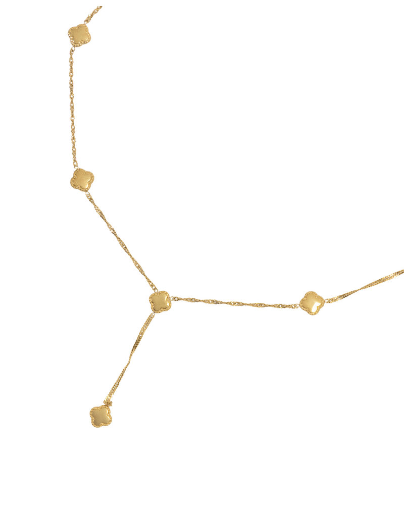 21Jewelz D&E | Lange ketting y-vorm met klavers - goud