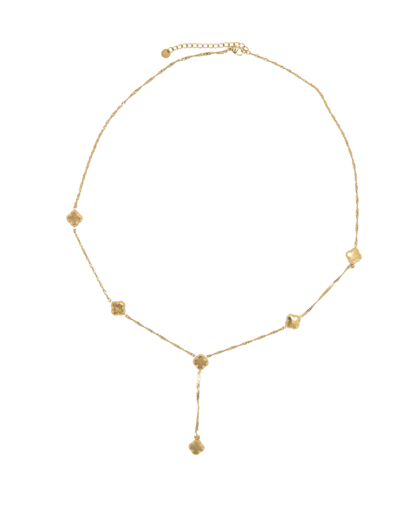 21Jewelz D&E | Lange ketting y-vorm met klavers - goud