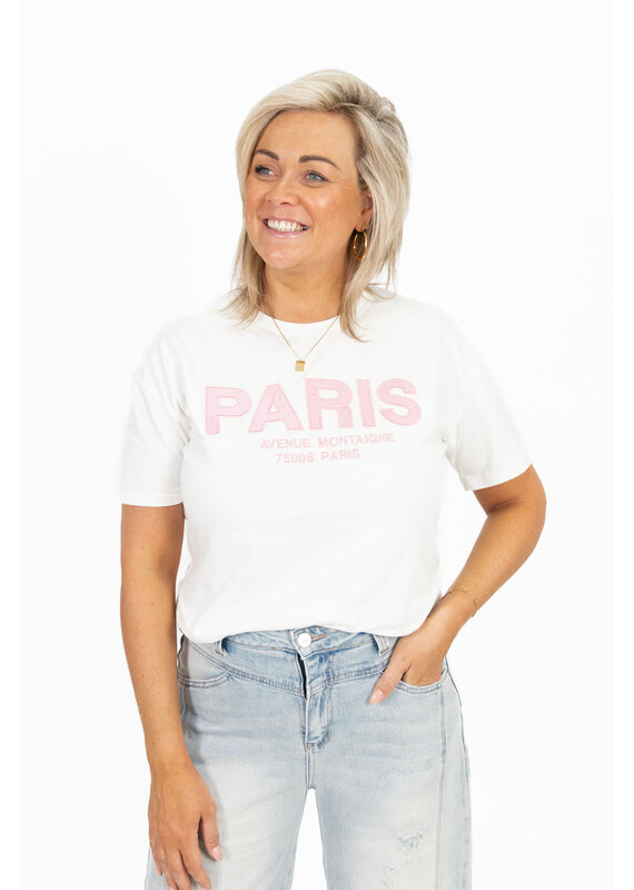 21Jewelz T-shirt Paris - wit/roze