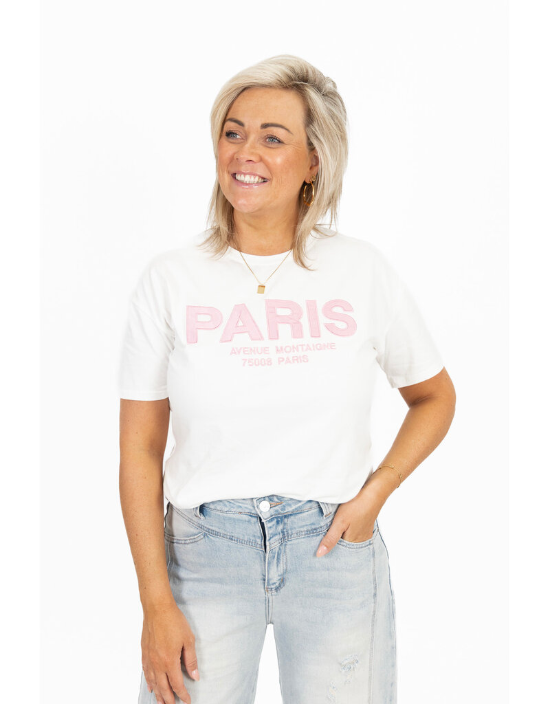 21Jewelz T-shirt Paris - wit/roze
