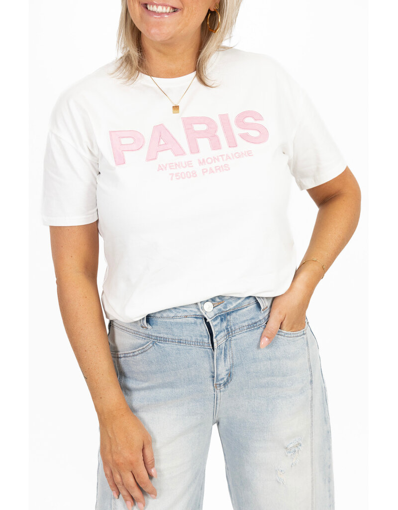 21Jewelz T-shirt Paris - wit/roze