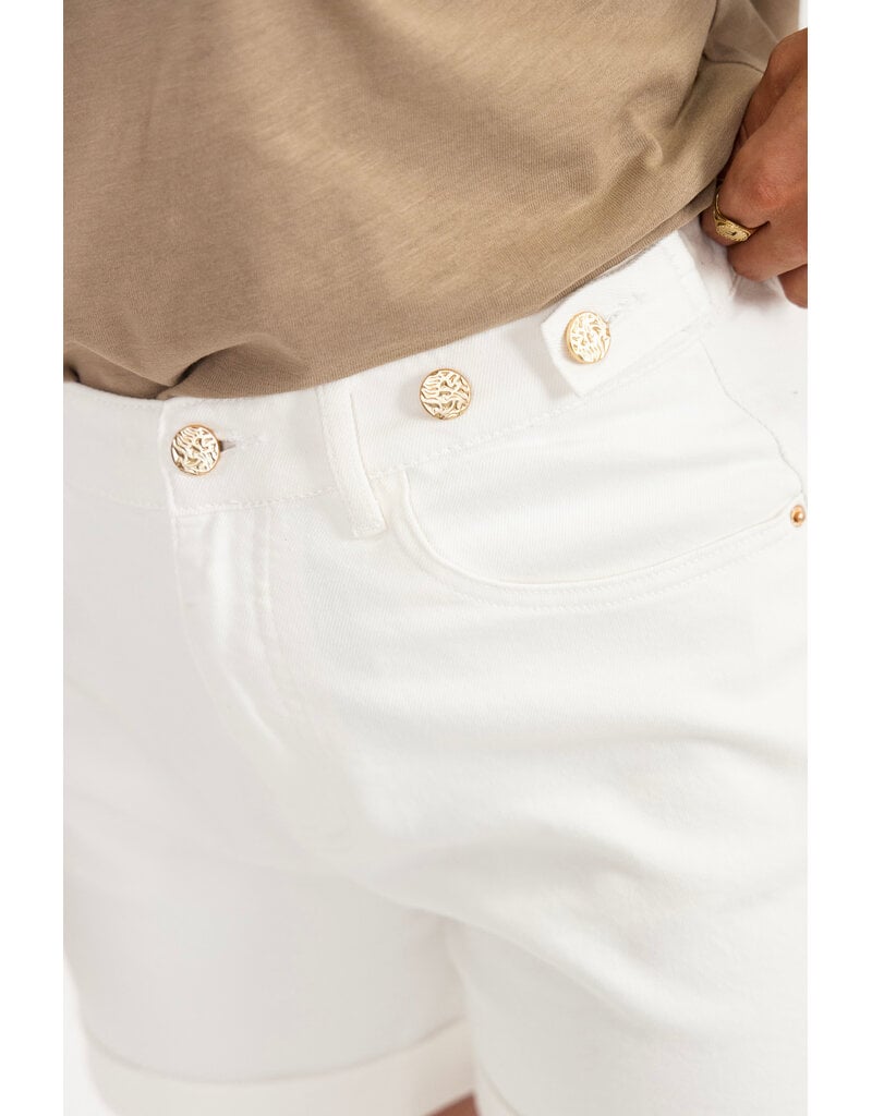 21Jewelz Jeans short met gouden knopen - ecru