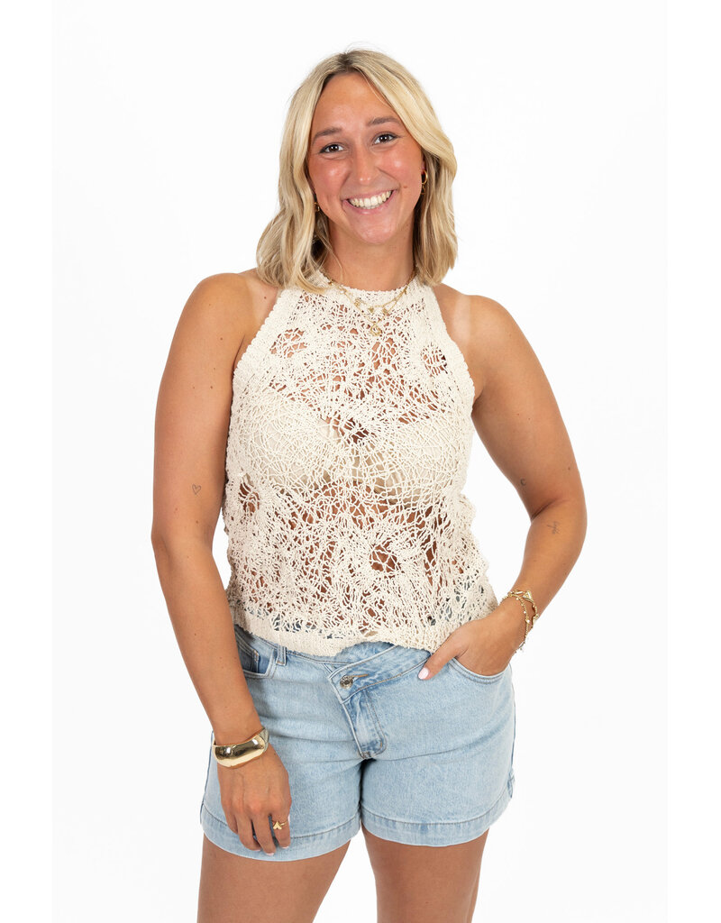 21Jewelz Crochet top - ecru