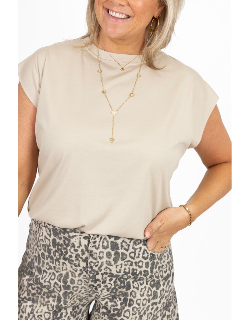 21Jewelz Mouwloze top met elastiek - beige