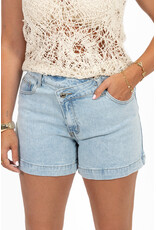 21Jewelz Denim short met schuine knoop - blauw