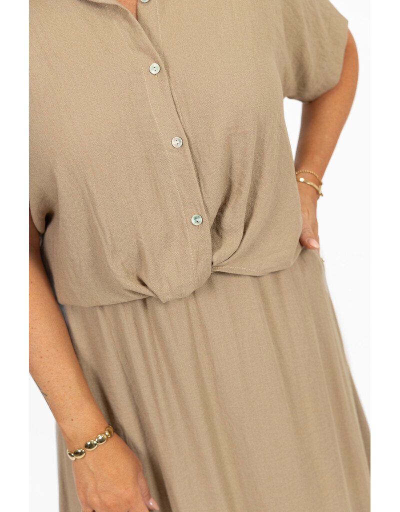 21Jewelz Effen blouse met cropped look - camel