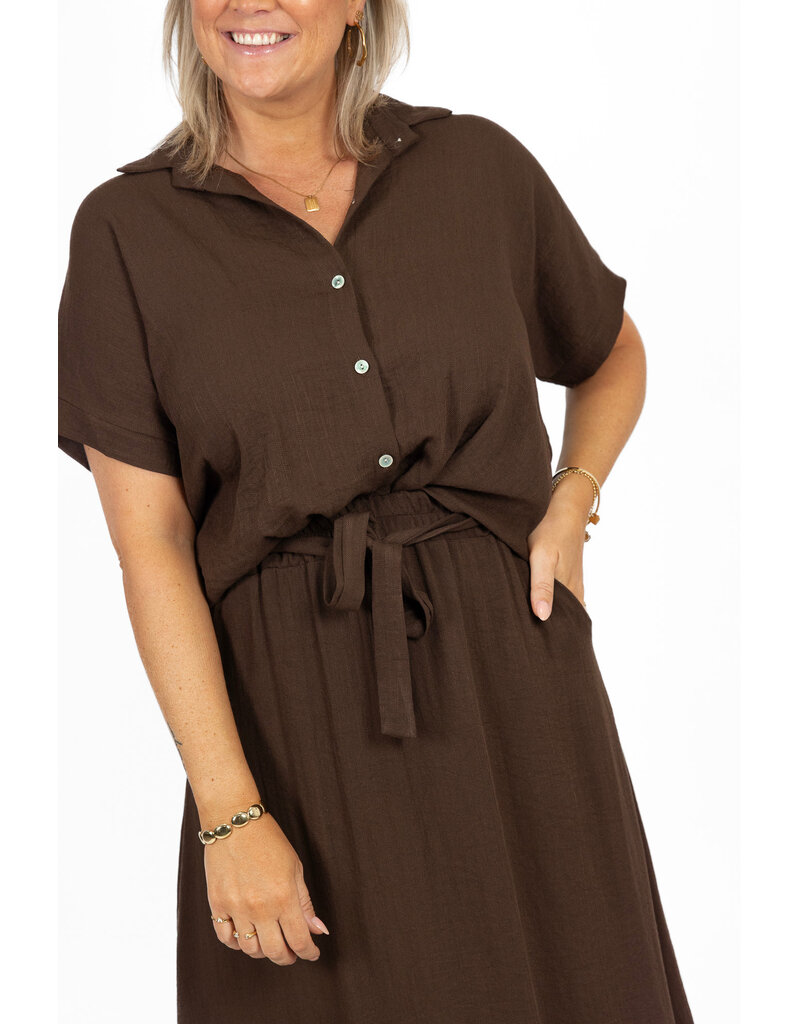 21Jewelz Effen blouse met cropped look - bruin