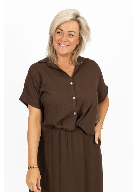 21Jewelz Effen blouse met cropped look - bruin