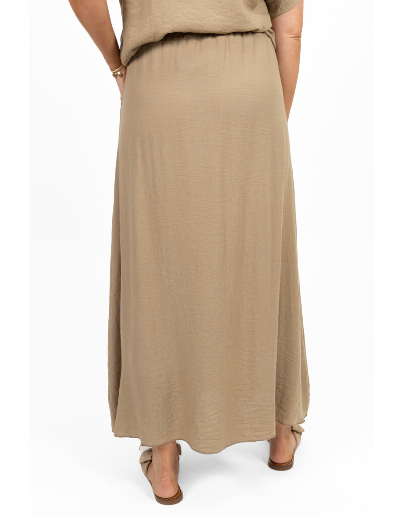 21Jewelz Lange effen rok met strikceintuur - camel