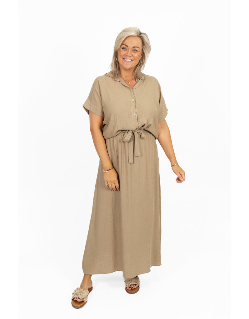 21Jewelz Lange effen rok met strikceintuur - camel
