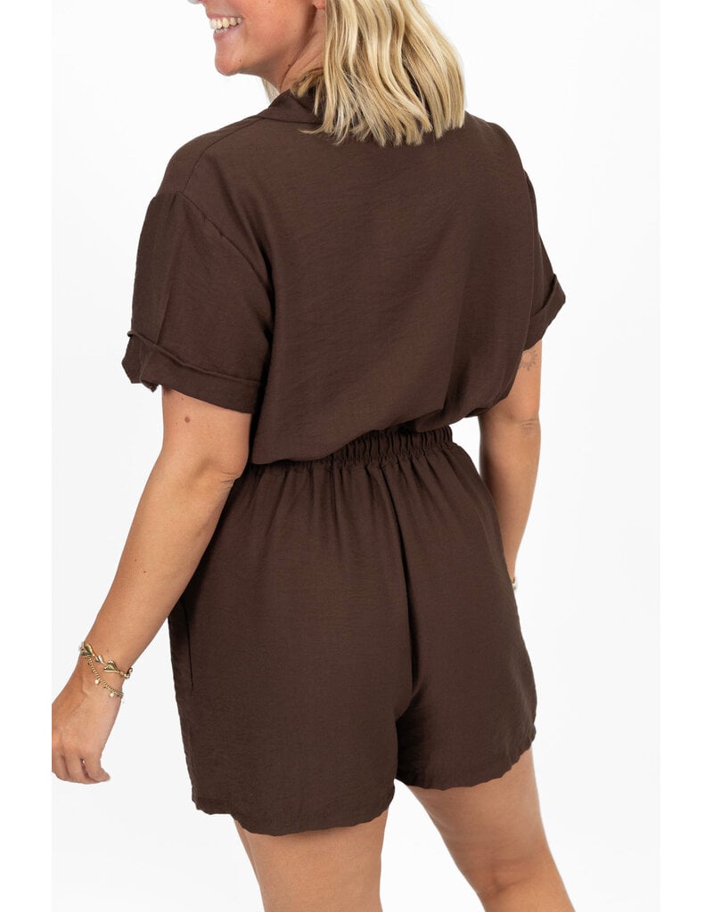 21Jewelz Effen playsuit met koordje - bruin