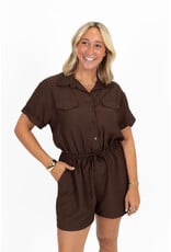 21Jewelz Effen playsuit met koordje - bruin