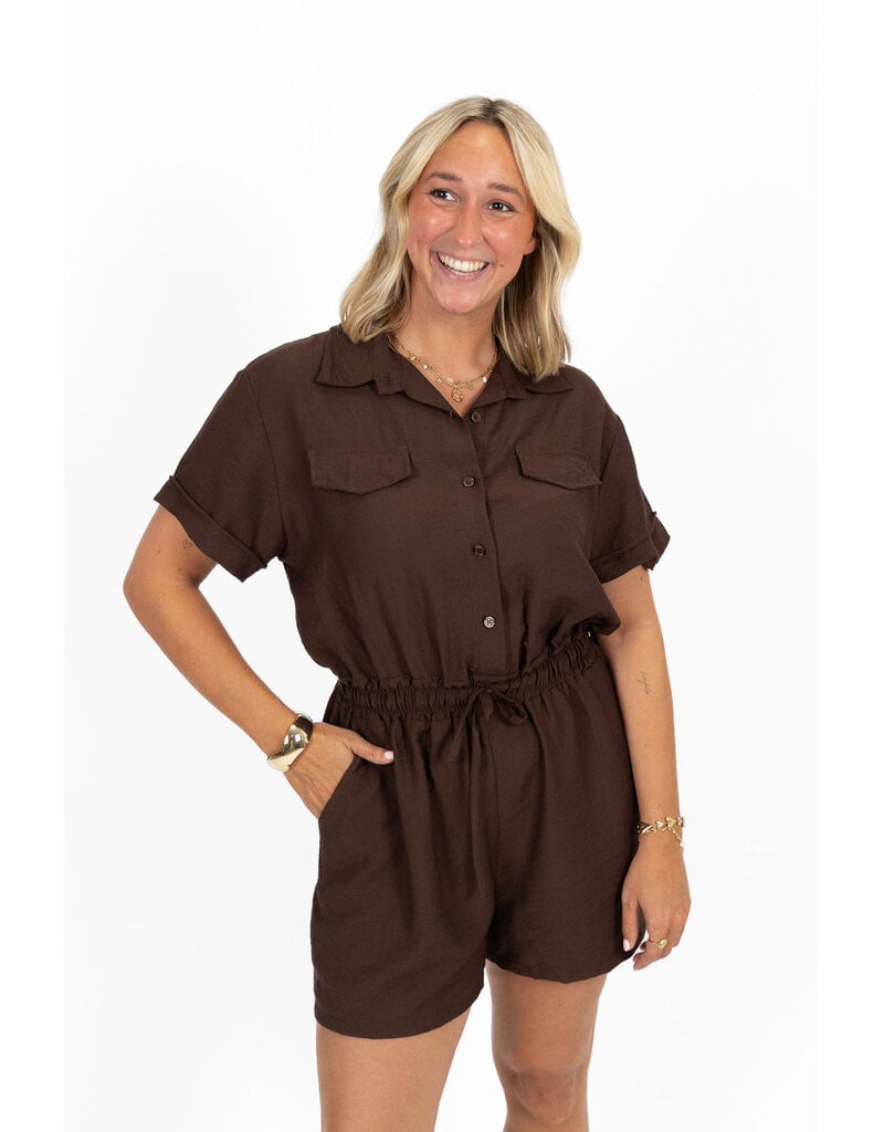 21Jewelz Effen playsuit met koordje - bruin