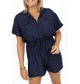 21Jewelz PRE ORDER- Effen playsuit met koordje - donkerblauw